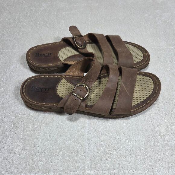 Born Unisex Brown Leather Strappy Sandals Size M 9 W 10.5 main image 5
